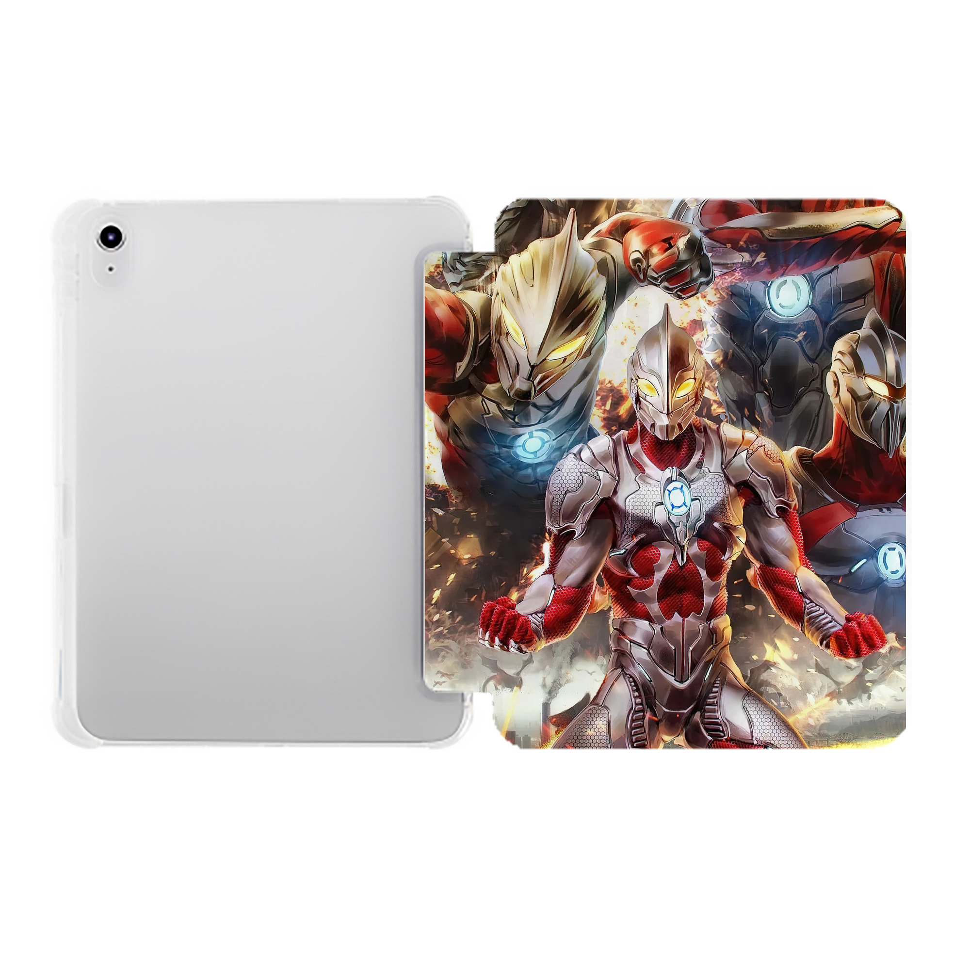 （画像用） ウルトラマン Ultraman IPad ケース ペン収納付き 三つ折りスタンド PUレザー×シリコン 対応機種9.5/10.5/10.9インチ